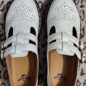 Doc Martens Womens White Mary Jane Buckle T-Bar 8065 Smooth Leather Sz 7 US